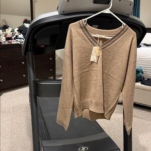 Hem & Thread Tan V-Neck Sweater